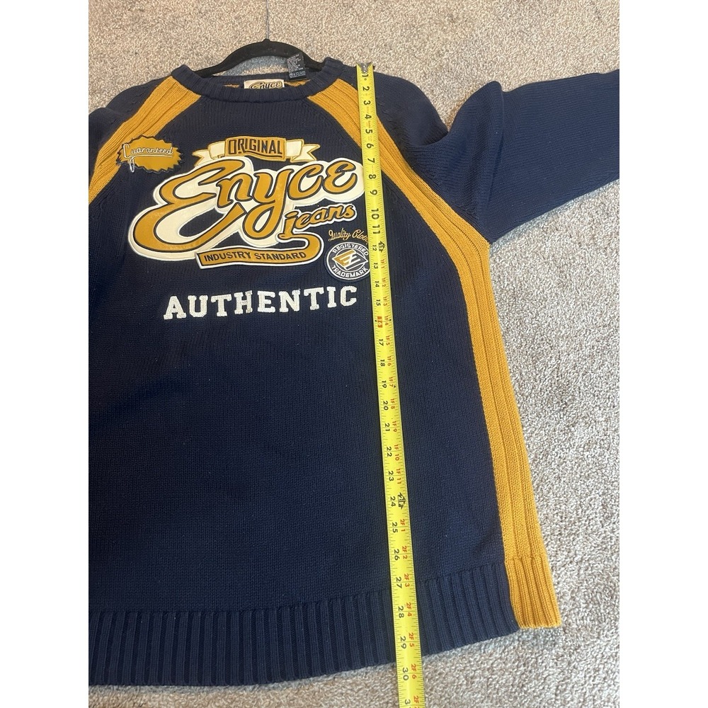 Vintage Enyce Knit Sweater Navy/Gold Medium M Y2K Streetwear hip hop skater - Picture 5 of 7